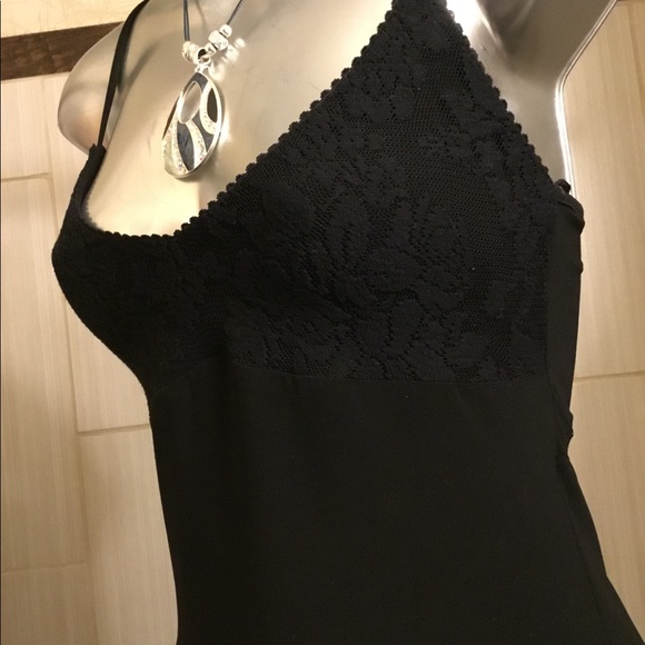 Black Lace Top Evening Dress w/ Cut-out Back - Picture 1 of 7